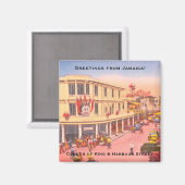 Retro Kingston, Jamaika (King & Harbour Street) Magnet (Vorderseite/Rückseite)