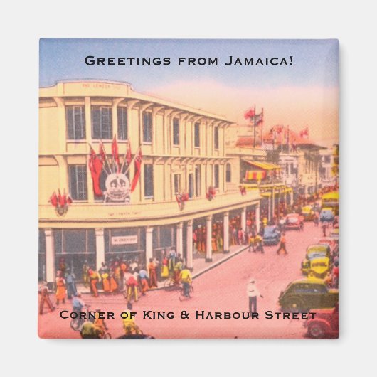 Retro Kingston, Jamaika (King & Harbour Street) Magnet (Vorne)