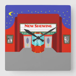 Retro-Kino-Acryluhr Quadratische Wanduhr