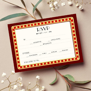 Retro-Kino-Filmtheater-Marquise-Schild Hochzeit RSVP Karte