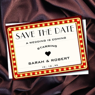 Retro-Kino-Theater-Marquee-Schild Rote Hochzeit Save The Date