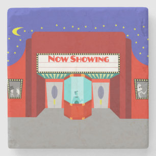 Retro-Kino-Theater-Stein-Kocher Steinuntersetzer
