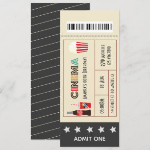 Retro-Kinonacht Geburtstagsfeier Ticket Einladung