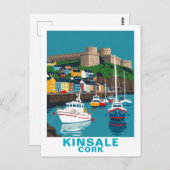 Retro Kinsale Cork Ireland Irish Coastal Village Postkarte (Vorne/Hinten)