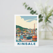Retro Kinsale Cork Ireland Travel Postcard Postkarte (Stehend Vorderseite)