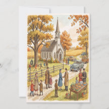 Retro-Kirche Thanksgiving-Karte