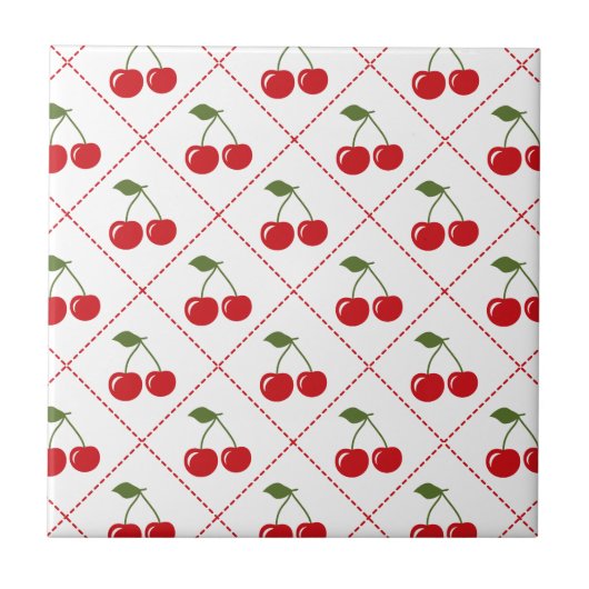 Retro Kirsch Argyle Fliese (Vorderseite)