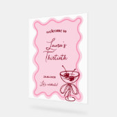 Retro-Kirsch-Cocktail-Geburtstagsfeier-Willkommens Acrylschild (Winkel)