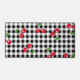 Retro-Kirsch-Gingham-Cute-Rot-&-Schwarz-Karo  Schreibtischunterlage