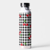 Retro Kirsch Gingham Süße Rot & Schwarz Kariert  Trinkflasche (Links)