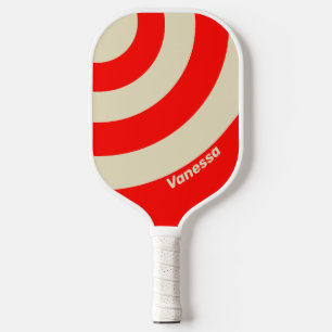 Retro Kirsche Drei Kreise Streifen mit Namen Pickleball Schläger