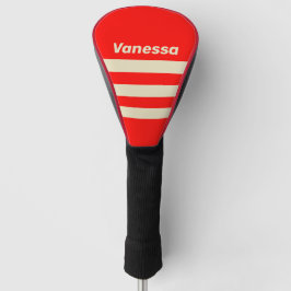 Retro Kirsche Drei Quer Streifen mit Namen Golf Headcover