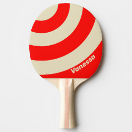 Retro-Kirsche-Dreikreisstreifen mit Namen Tischtennis Schläger