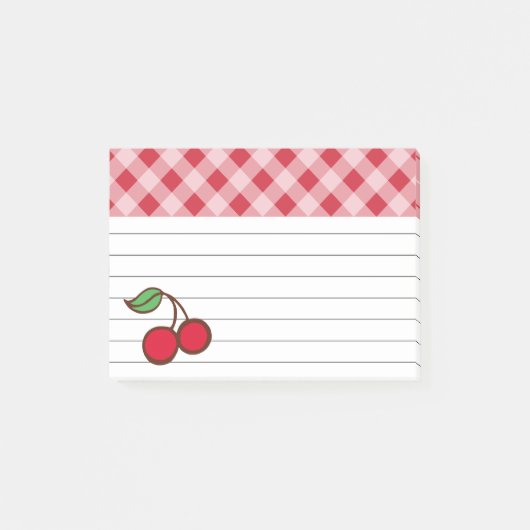 Retro-Kirsche-Gingham-Küchen-Post-it-Notes-Geschen Post-it Klebezettel (Vorderseite)