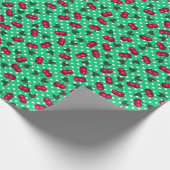 Retro-Kirschen auf dem GreePolka-Dot-Hintergrund Geschenkpapier (Ecke)