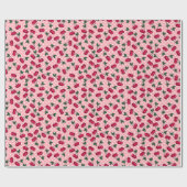 Retro-Kirschen auf Pfirsichrosa Polka Dot Hintergr Geschenkpapier (Flach)