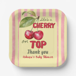 Retro-Kirschen-Café Rot-Gelb Baby-Party Pappteller