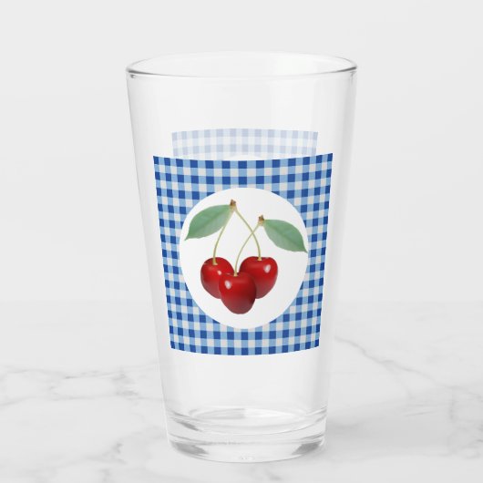 Retro-Kirschen Trinkglas Glas (Rückseite)