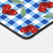 Retro-Kirschen und Blauer Gingham Schreibtischunterlage (Ecke)