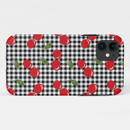 Retro Kirschgingham Case-Mate iPhone Hülle (Rückseite (Horizontal))