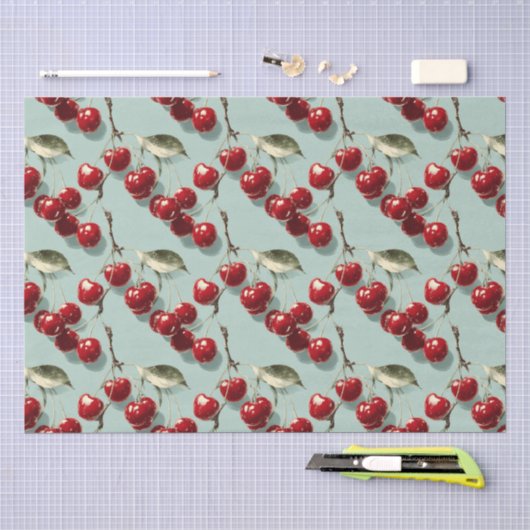 Retro-Kirschmuster-Decoupage Seidenpapier (Handwerk)