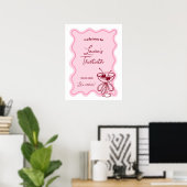 Retro-Kirschtcocktail-Geburtstagsfeier-Willkommens Poster (Heimbüro)