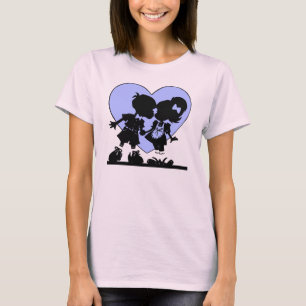 Retro Kiss Cartoon Boy and Girl T-Shirt
