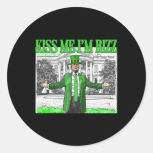 Retro Kiss Me Ich bin Rizz Trump Irish Kleeblatt S Runder Aufkleber