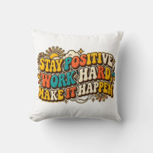 Retro-Kissen 'Bleib positiv'