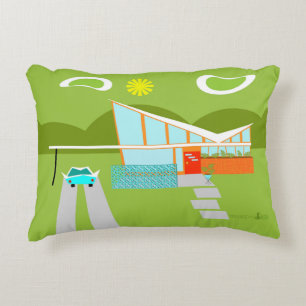 Retro-Kissen mit Palm Springs-Haus-Motiv Zierkissen