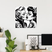 Retro Kissing Pin-ups Poster (Heimbüro)