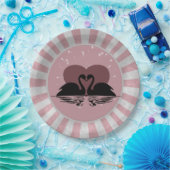 Retro Kissing Swans Pappteller (Party)