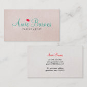 Retro Kissinglips Makeup Künstler Beige Linen Look Visitenkarte (Vorne/Hinten)