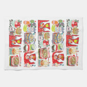 Retro Kitchen Cook Book Illustration Red Geschirrtuch (Horizontal)