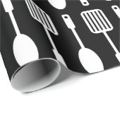 Retro Kitchen Cooking Utensits Muster Geschenkpapier (Rolleneckpunkt)