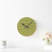 Retro Kitchen Cooking Utensits Muster Runde Wanduhr (Zuhause)