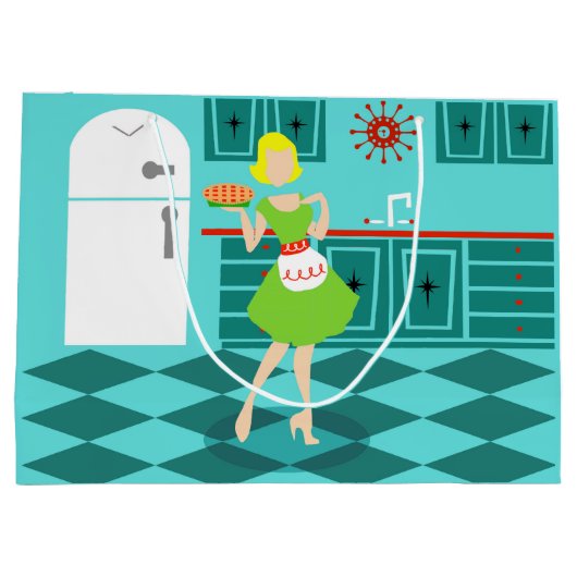 Retro Kitchen Geschenktasche Große Geschenktüte (Rückseite)