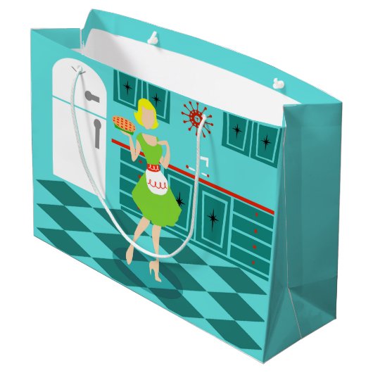 Retro Kitchen Geschenktasche Große Geschenktüte (Rückseite Schrägansicht)