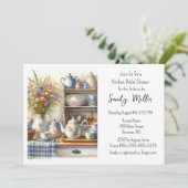 Retro Kitchen Geschirr Bridal Dusche Einladung (Stehend Vorderseite)