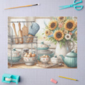 Retro Kitchen Geschirr Teapot und Sonnenblumen Seidenpapier (Basteln)