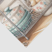 Retro Kitchen Geschirr Teapot und Sonnenblumen Seidenpapier (Detail)