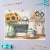 Retro Kitchen Geschirr und Sonnenblumen Handwerk Seidenpapier (Basteln)