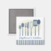 Retro Kitchen Kochutensilien Personalisiert Magnet (Vorderseite/Rückseite)