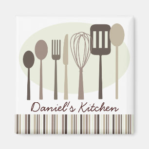Retro Kitchen Kochutensilien Personalisiert Magnet