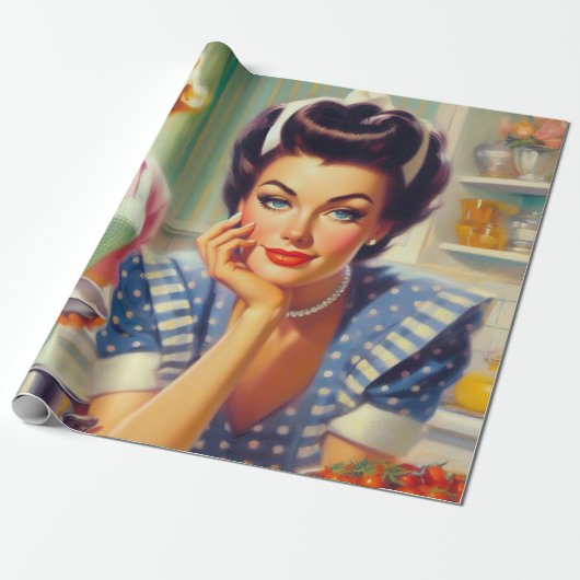 Retro Kitchen Painting Geschenkpapier (Ungerollt)