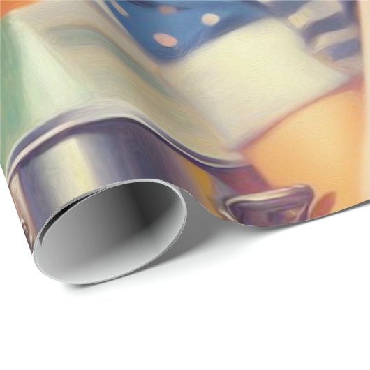 Retro Kitchen Painting Geschenkpapier (Rolleneckpunkt)
