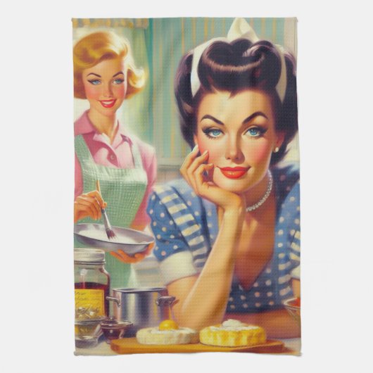 Retro Kitchen Painting Geschirrtuch (Vertikal)