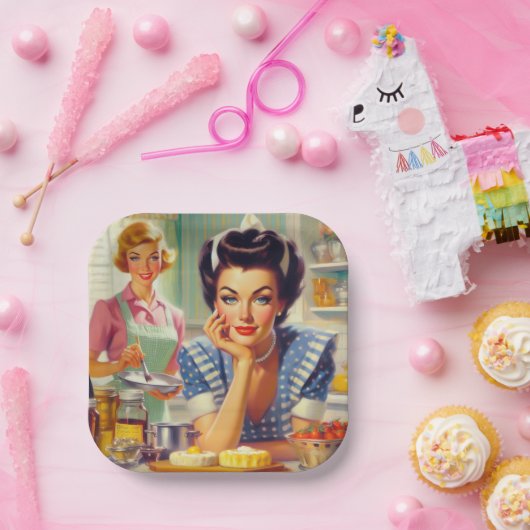 Retro Kitchen Painting Pappteller (Party)