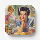 Retro Kitchen Painting Pappteller (Vorderseite)