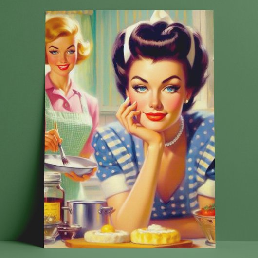 Retro Kitchen Painting Postkarte